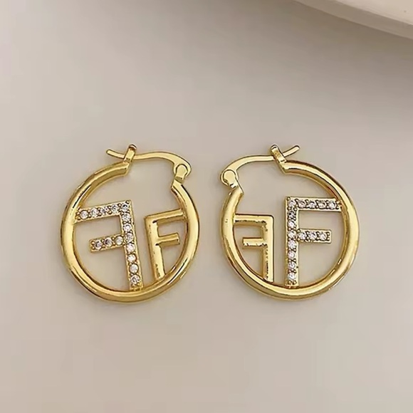 Anthropologie Gold and Silver Crystal Hoop Earrings - Picture 3 of 4
